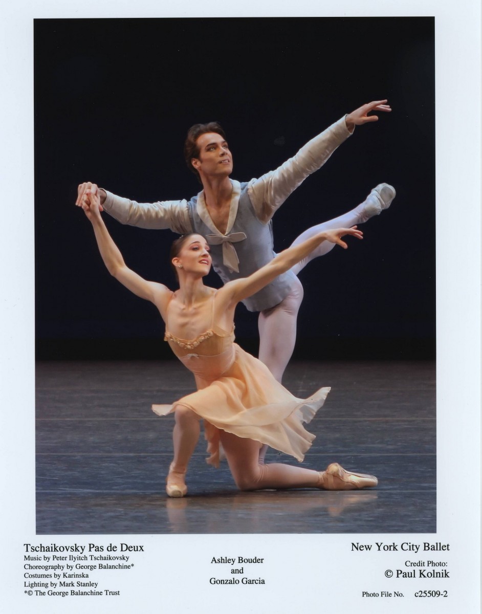 Ashley Bouder and Gonzalo Garcia in BalanchineaAAAAAAAAs Tschaikovsky Pas de Deux. Photo credit: Paul Kolnik